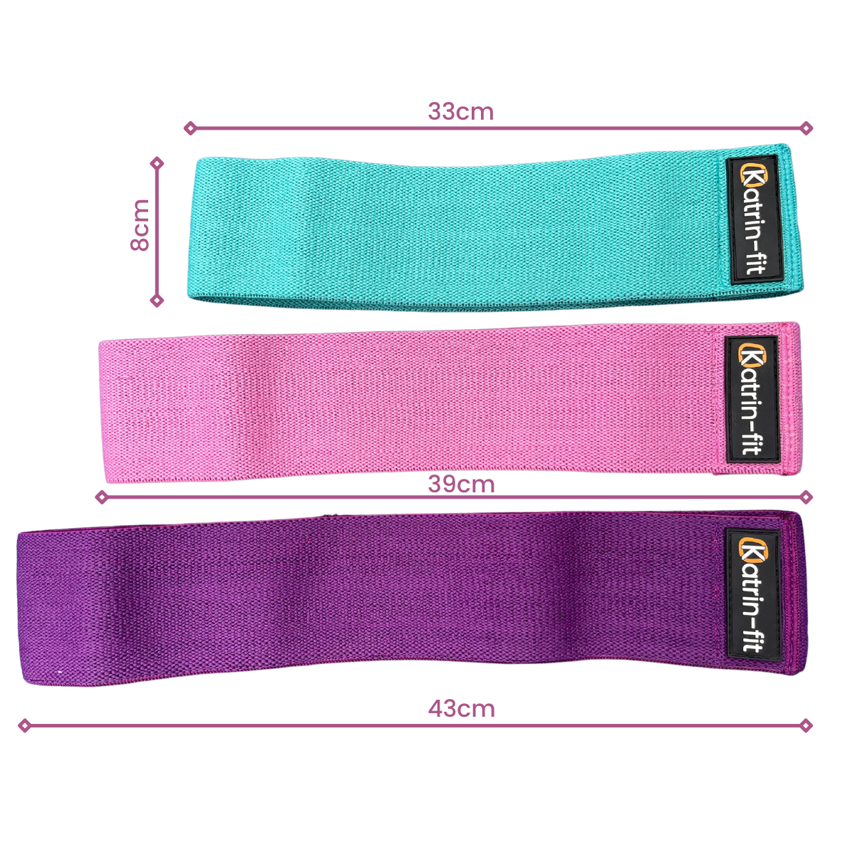 Fitnessbänder Widerstandsbänder Komplettes 3er Set Pomegranate Katrin-fit technische Angaben
